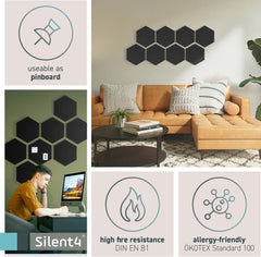 VENTE: SILENT4® Ensemble Hexagon-Set en non-tissé acoustique thermolié