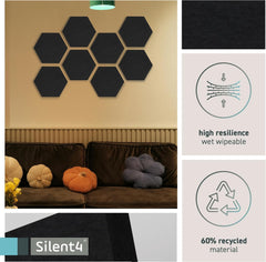 SALE: SILENT4® Hexagon-Set aus thermisch verfestigtem PET-Akustikvlies